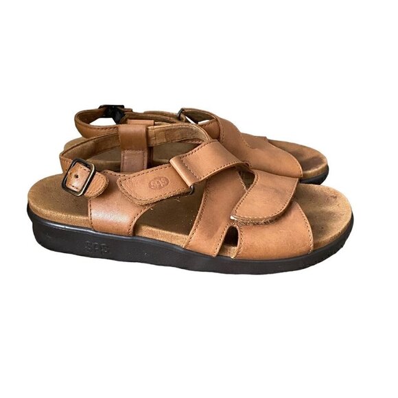 SAS Tripad Comfort Brown Leather Slingback Buckle Sandals Women’s Size US 8 M - Picture 1 of 9